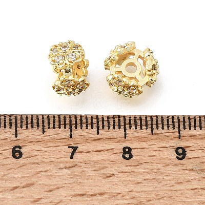 Brass Micro Pave Clear Cubic Zirconia Spacer Beads KK-Z156-09G-1