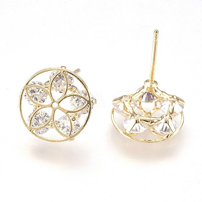 Brass Stud Earrings EJEW-P155-02G-NF-1