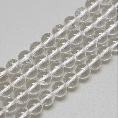 Natural Quartz Crystal Beads Strands G-Q462-6mm-44-1
