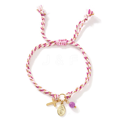 Brass & Natural Amethyst Charm Bracelets TC3588-9-1