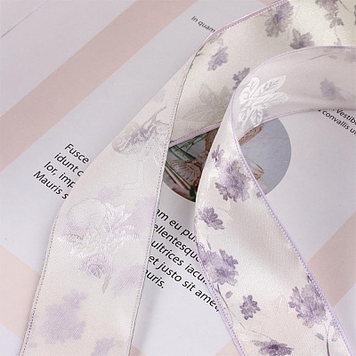 Polyester Lock Edge Printed Flower Ribbon PW-WG70ADC-02-1
