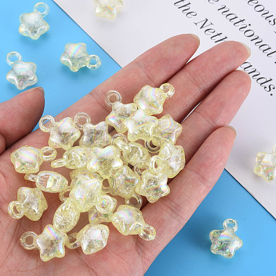 Transparent Crackle Acrylic Pendants MACR-S373-63-L06-1