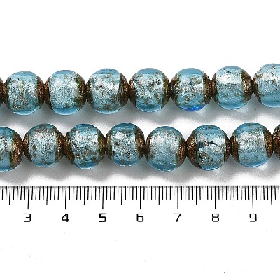 Handmade Gold Sand Lampwork Beads Strands LAMP-P062-01E-1