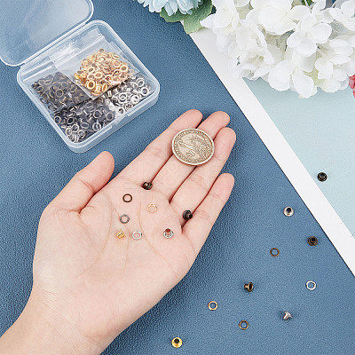 200 Sets 4 Colors Iron Grommet Eyelet Findings SCRA-GF0001-02-1