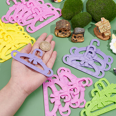 40Pcs 4 Colors Bowknot & Star Pattern Plastic Doll Clothes Hangers DIY-CA0003-48-1