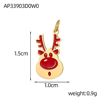 Christmas 304 Stainless Steel with Red Enamel Charms SA-OY003-81G-1