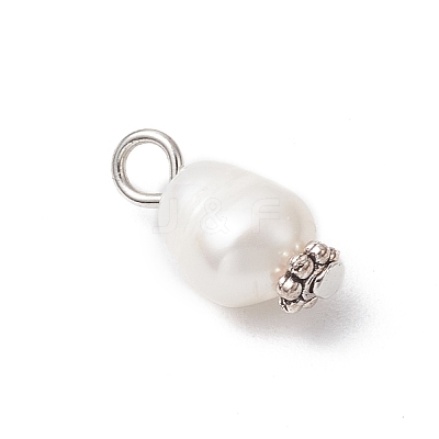 10Pcs 2 Colors Natural Cultured Freshwater Pearl Rice Pendants PALLOY-JF03922-1