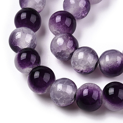 Crackle Baking Paint Imitation Jade Glass Beads Strands DGLA-T003-6mm-13-1