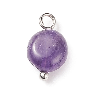 Natural Mixed Stone Charms PALLOY-JF01783-02-1