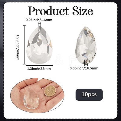 10Pcs Transparent Glass Pendants GLAA-SP0001-45B-1