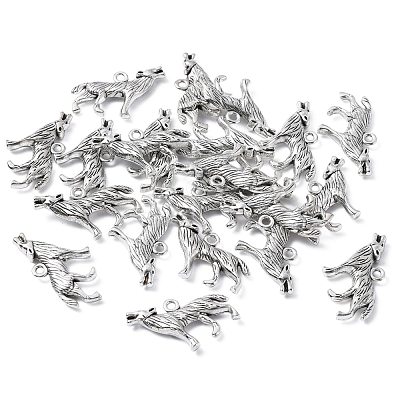 Tibetan Style Alloy Howling Wolf Pendants LF1753Y-1
