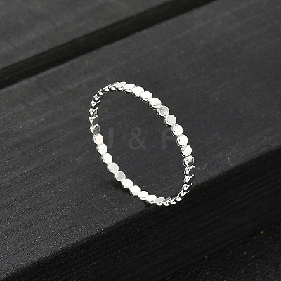 925 Sterling Silver Flat Beaded Finger Rings for Women RJEW-NH0002-01D-S-1