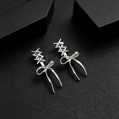 Alloy Bowknot Stud Earrings for Women WG9B155-01-1