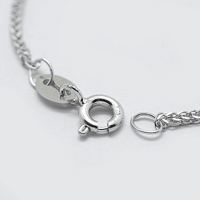 Anti-Tarnish Rhodium Plated 925 Sterling Silver Chain Necklaces STER-F039-45cm-16P-1
