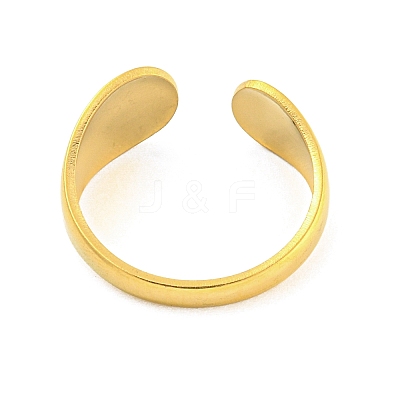 304 Stainless Steel Teardrop Open Cuff Ring for Women RJEW-S406-01G-06-1