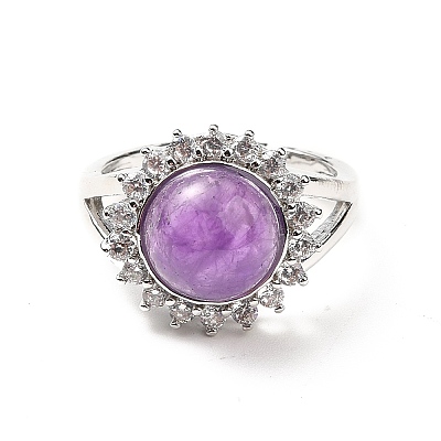Natural Amethyst Adjustable Rings RJEW-P043-02P-21-1