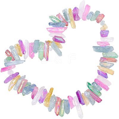 Electroplated Natural Quartz Crystal Beads Strands G-GA0001-24-1