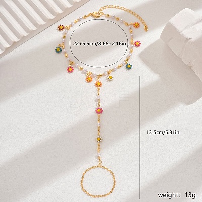 Elegant Brass Flower Tassel Toe Ring Anklets for Women QC4234-1-1