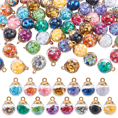 90Pcs 15 Colors Glass Globle Pendants GLAA-ME0001-30-1