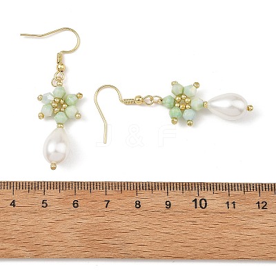 Anti-Tarnish Electroplate Bicone Glass Pearl Teardrop Beads Dangle Earrings EJEW-MZ00765-02-1