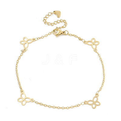 PVD Vacuum Plating 304 Stainless Steel Butterfly Link Anklet with Cable Chains for Women STAS-E001-16G-1