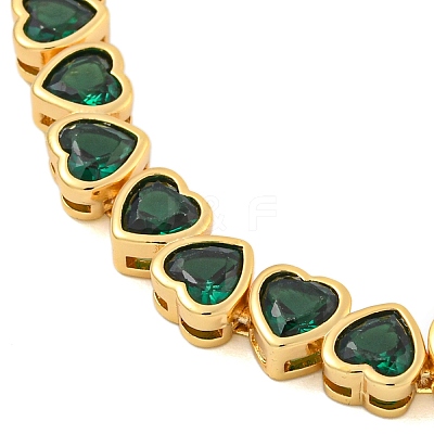 Rack Plating Brass Pave Cubic Zirconia Heart Link Bracelets BJEW-Q347-05G-01-1
