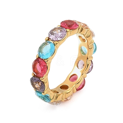 304 Stainless Steel Colorful Cubic Zirconia Finger Rings for Women RJEW-Z143-01G-02-1