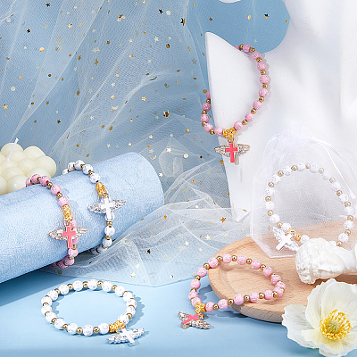 2Pcs Acrylic & Plastic Beads Bracelets BJEW-HS00006-1