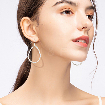 4 Pairs 4 Style Crystal Rhinestone Hollow Out Teardrop Dangle Earrings EJEW-AN0003-09-1