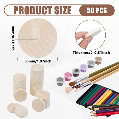 Unfinished Wooden Flat Round Cutouts WOOD-WH0050-042D-1
