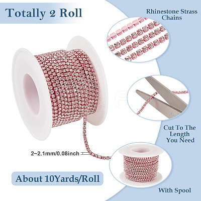 2 Roll Electrophoresis Iron Rhinestone Strass Chains CHC-TA0001-38A-1