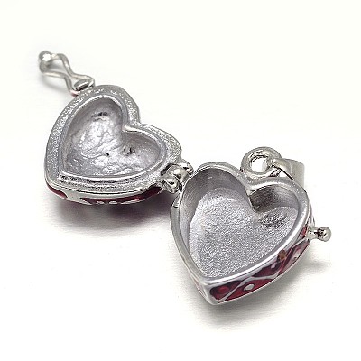Enamel Heart Rack Plating Platinum Brass Prayer Box Pendants KK-L101-01A-1