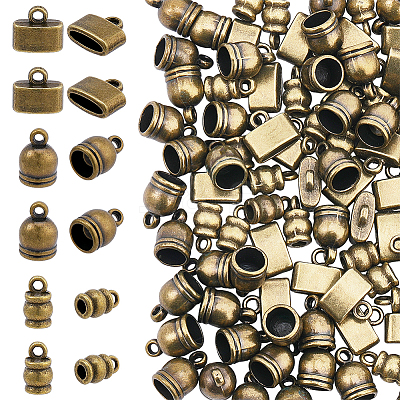 120Pcs 3 Styles CCB Plastic with Alloy Cord Ends FIND-WR0013-11-1