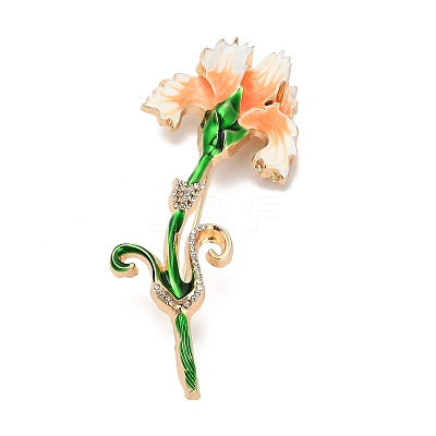 Carnation Alloy Rhinestone Brooches Pins LS-JEWB-I049-04KCG-1