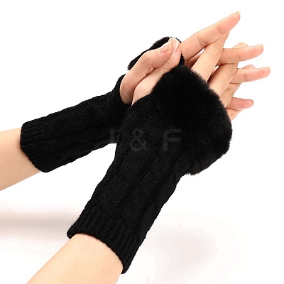 Acrylic Fibers Knitting Fingerless Gloves PW-WG53A2A-07-1