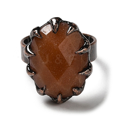 Natural Mixed Gemstone Oval Open Cuff Rings RJEW-M155-03R-1