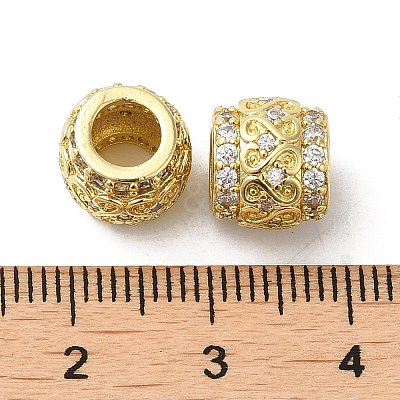 Rack Plating Brass Micro Pave Cubic Zirconia European Beads KK-K377-11G-1