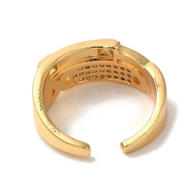 Rack Plating Brass Micro Pave Clear Cubic Zirconia Cuff Rings for Women RJEW-G325-13H-GP-1