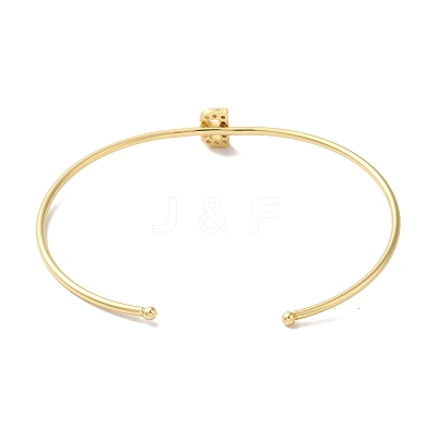 Rack Plating Brass Micro Pave Clear Cubic Zirconia Letter Open Cuff Bangles BJEW-A018-01G-B-1
