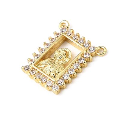Religion Brass Micro Pave Cubic Zirconia Pendants KK-E799-02B-G-1