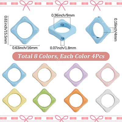 32Pcs 8 Colors Baking Paint Alloy Bead Frame FIND-SP0004-50B-1