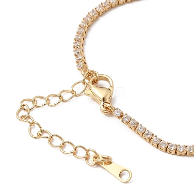 Brass Pave Clear Cubic Zirconia Tennis Necklace Making KK-B189-04G-1