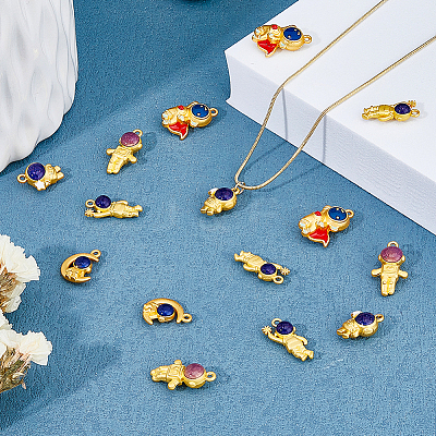 30Pcs 5 Style Rack Plating Alloy Enamel Pendants FIND-DC0002-09-1