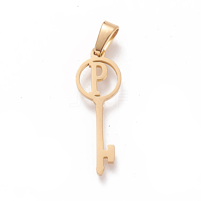 304 Stainless Steel Initial Pendants LS-STAS-D019-09P-G-1