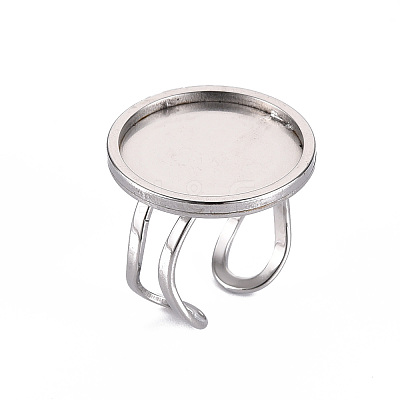 Tarnish Resistant 201 Stainless Steel Cuff Ring Findings STAS-S080-040F-P-1