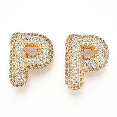 Brass Micro Pave Cubic Zirconia Pendants KK-N254-06G-P-1