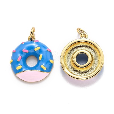 Brass Enamel Pendants KK-O140-06B-G-1