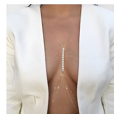 Alloy Crystal Rhinestone Flat Round Double Layer Bikini Sexy Body Chains for Beach Party FS-WG856A8-01-1