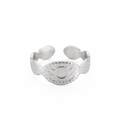 Tarnish Resistant 304 Stainless Steel Open Cuff Finger Ring Cabochon Settings STAS-S119-161P-1