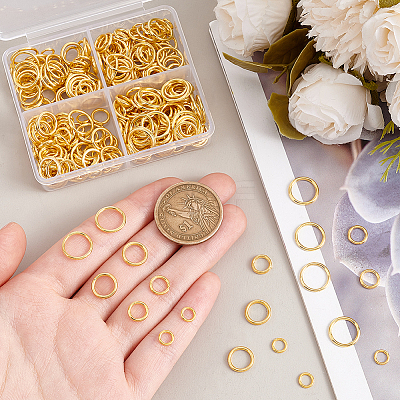 360Pcs 4 Styles Alloy Soldered Closed Jump Rings KK-PH0010-13G-1